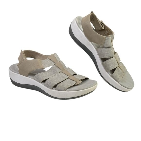 Clarks Cloudsteppers Sandals Womens 6.5 M Taupe Tan Arla Shaylie Open Toe Shoes - Picture 9 of 12